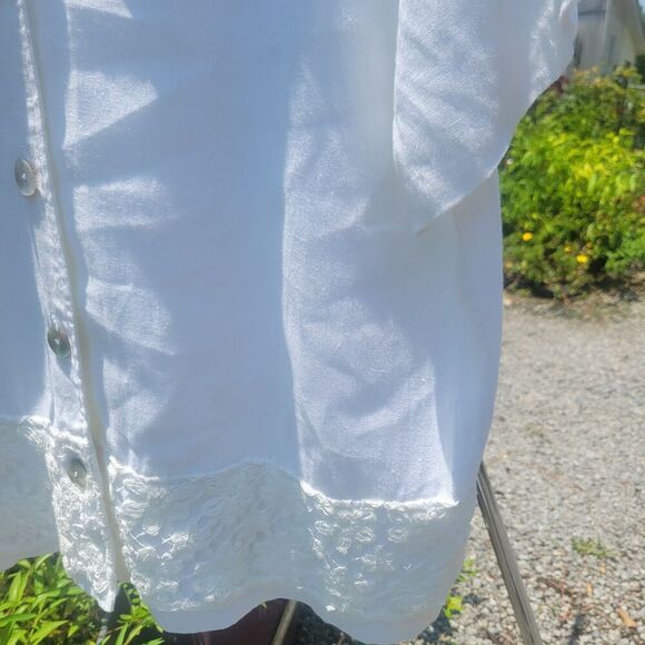 Vintage 1X CLIO II  Women 80s 90s Y2K Iridescent Buttons Lace Bottom Top - Picture 7 of 8